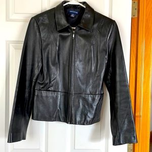 Ann Taylor Black leather jacket. Size XS
